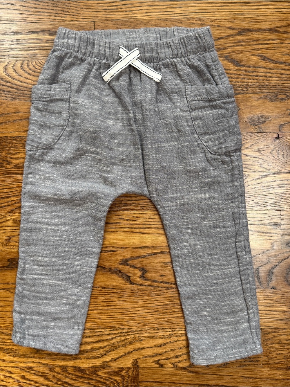 H&M Toddler Boys Gray Drawstring Harem Slub Cotton Lounge Pants Size 1.5-2 Years